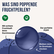 Laden Sie das Bild in den Galerie-Viewer, Bubble Tea-Set - Blaubeer Boba 100g, Pfirsich & Mango Sirup 2x30ml, 4x Strohhalme, 2x Jasmin-Tee