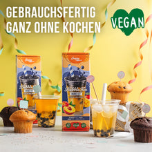 Laden Sie das Bild in den Galerie-Viewer, Bubble Tea-Set - Blaubeer Boba 100g, Pfirsich & Mango Sirup 2x30ml, 4x Strohhalme, 2x Jasmin-Tee