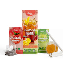 Laden Sie das Bild in den Galerie-Viewer, Bubble Tea-Set - Mango Boba 100g, Erdbeer & Grüner Apfel Sirup 2x30ml, 4x Strohhalme, 2x Jasmin-Tee