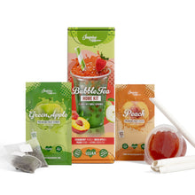 Laden Sie das Bild in den Galerie-Viewer, Bubble Tea-Set - Erdbeer-Boba 100g, Grüner Apfel Sirup 30ml, Pfirsich Sirup 30ml, 4x Strohhalme + 2x Jasmin-Tee
