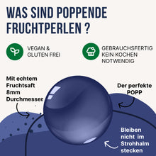 Laden Sie das Bild in den Galerie-Viewer, Bubble Tea Perlen Set - 4x Popping Boba Fruchtperlen | Erdbeere, Maracuja, Blaubeere, Lychee | 100g