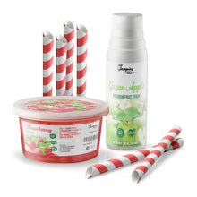 Load image into Gallery viewer, Combo Pack: 1x Strawberry Fruit Pearls 450g, 1x Green Apple Syrup 300ml, 6x Straws
