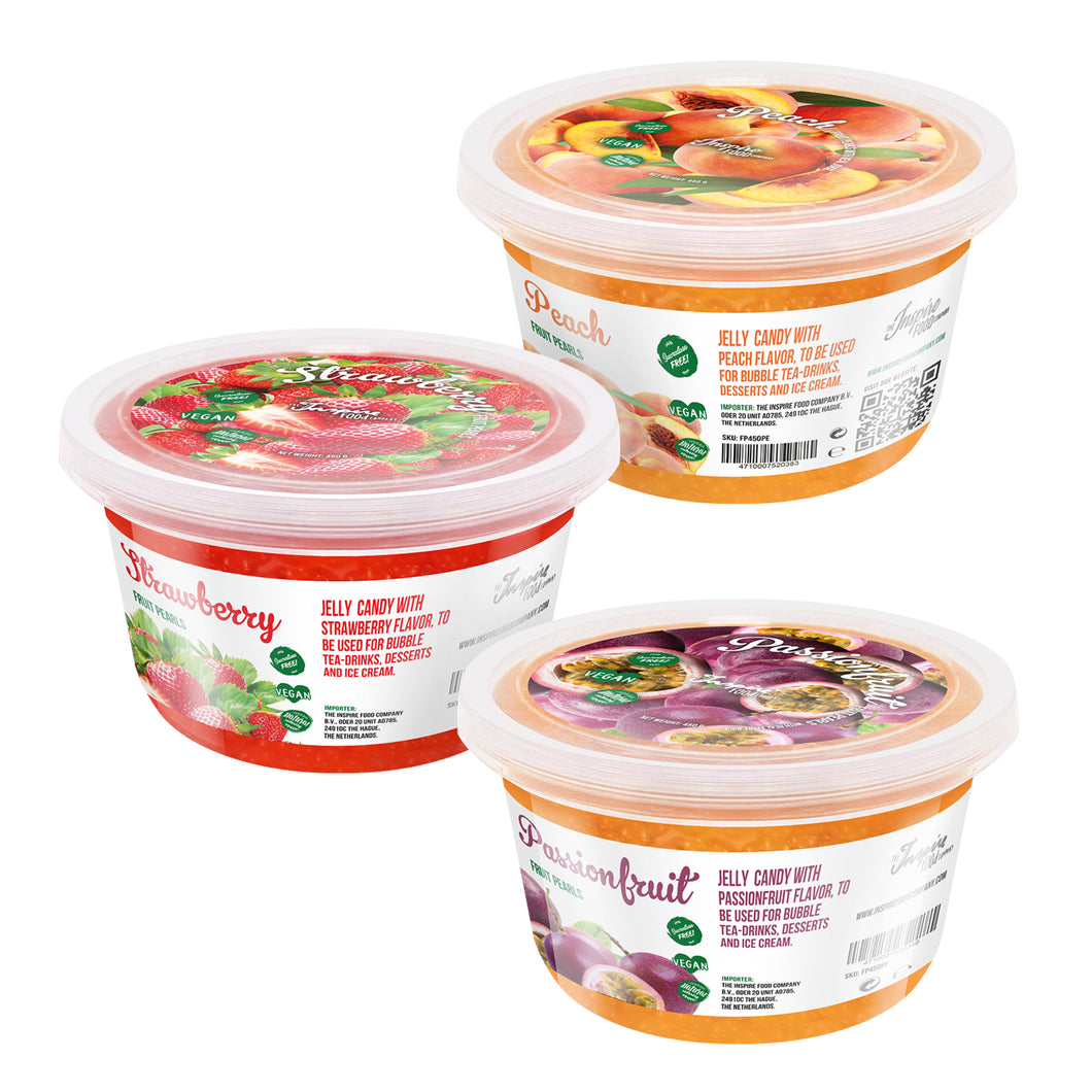3 Pack of 450g Fruit Pearls: Strawberry / Kiwi / Lychee