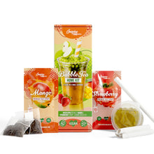 Charger l&#39;image dans la galerie, Bubble Tea-Set - Grüner Apfel Boba 100g, Erdbeer Sirup 30ml, Mango Sirup 30ml, 4x Strohhalme + 2x Jasmin-Tee
