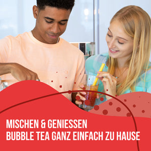 Bubble Tea-Set - Grüner Apfel Boba 100g, Erdbeer Sirup 30ml, Mango Sirup 30ml, 4x Strohhalme + 2x Jasmin-Tee