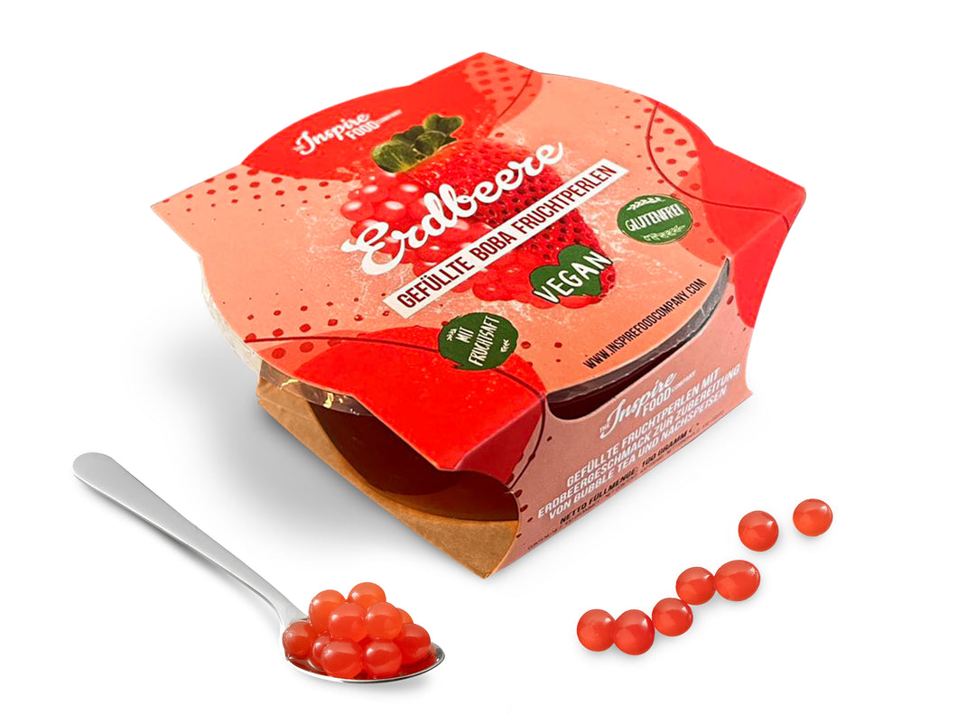 Popping Boba Fruit Pearls for Bubble Tea, Strawberry 100g