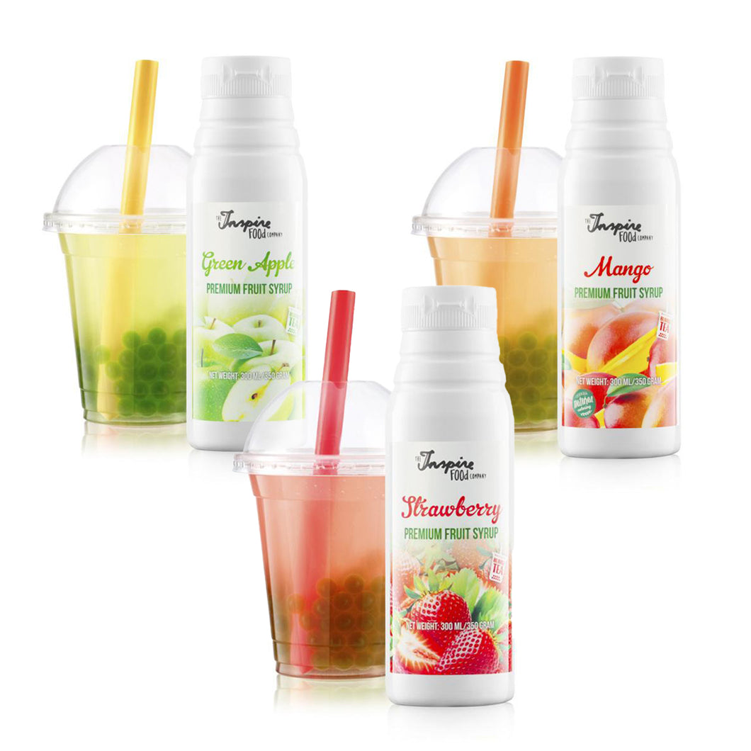3 Pack of 300 ML Syrups: Mango / Strawberry / Green Apple